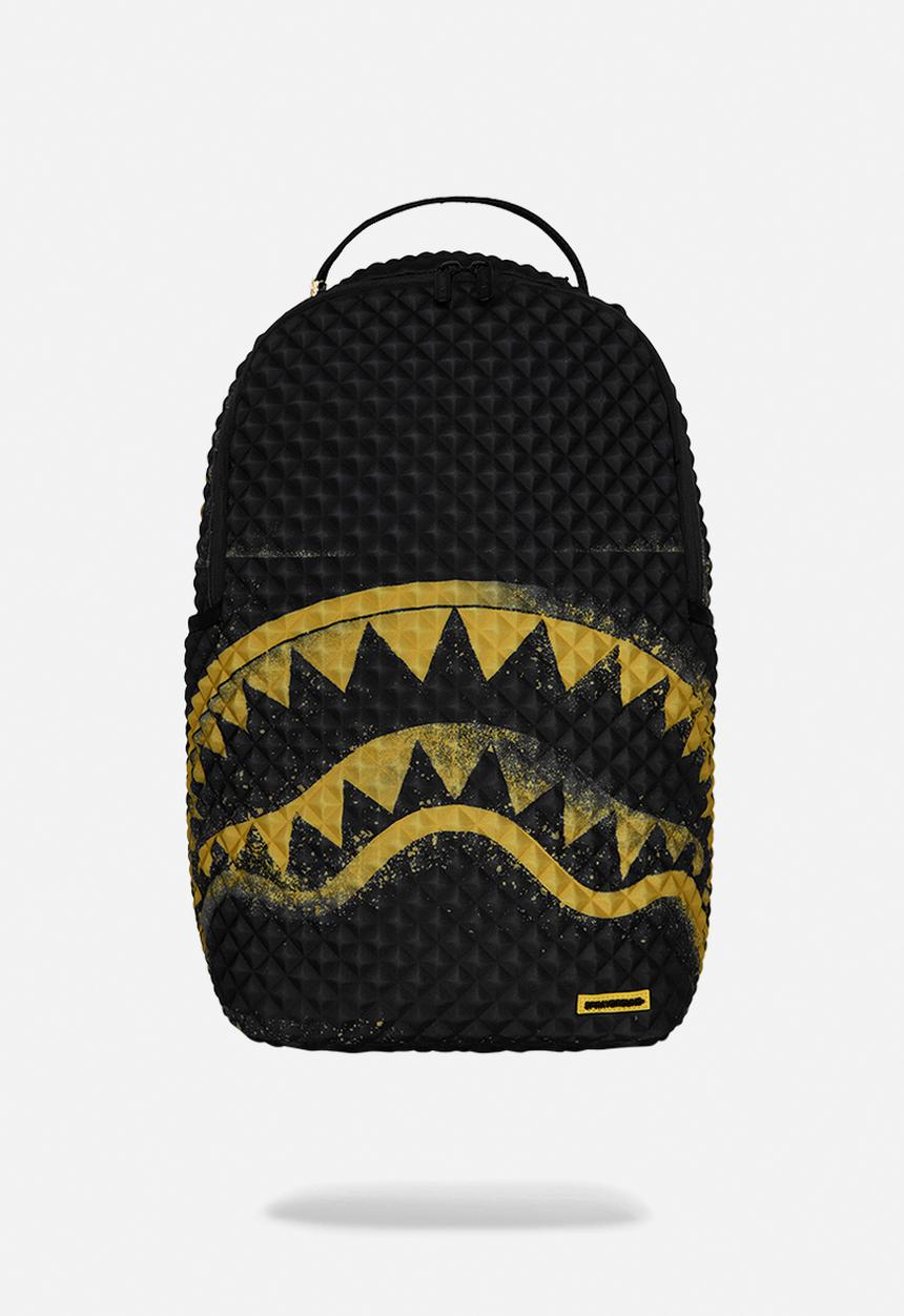 Sprayground - Pyramid Stencil Shark Backpack - Black/Yellow