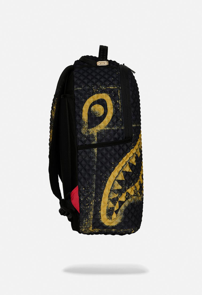 Sprayground - Pyramid Stencil Shark Backpack - Black/Yellow