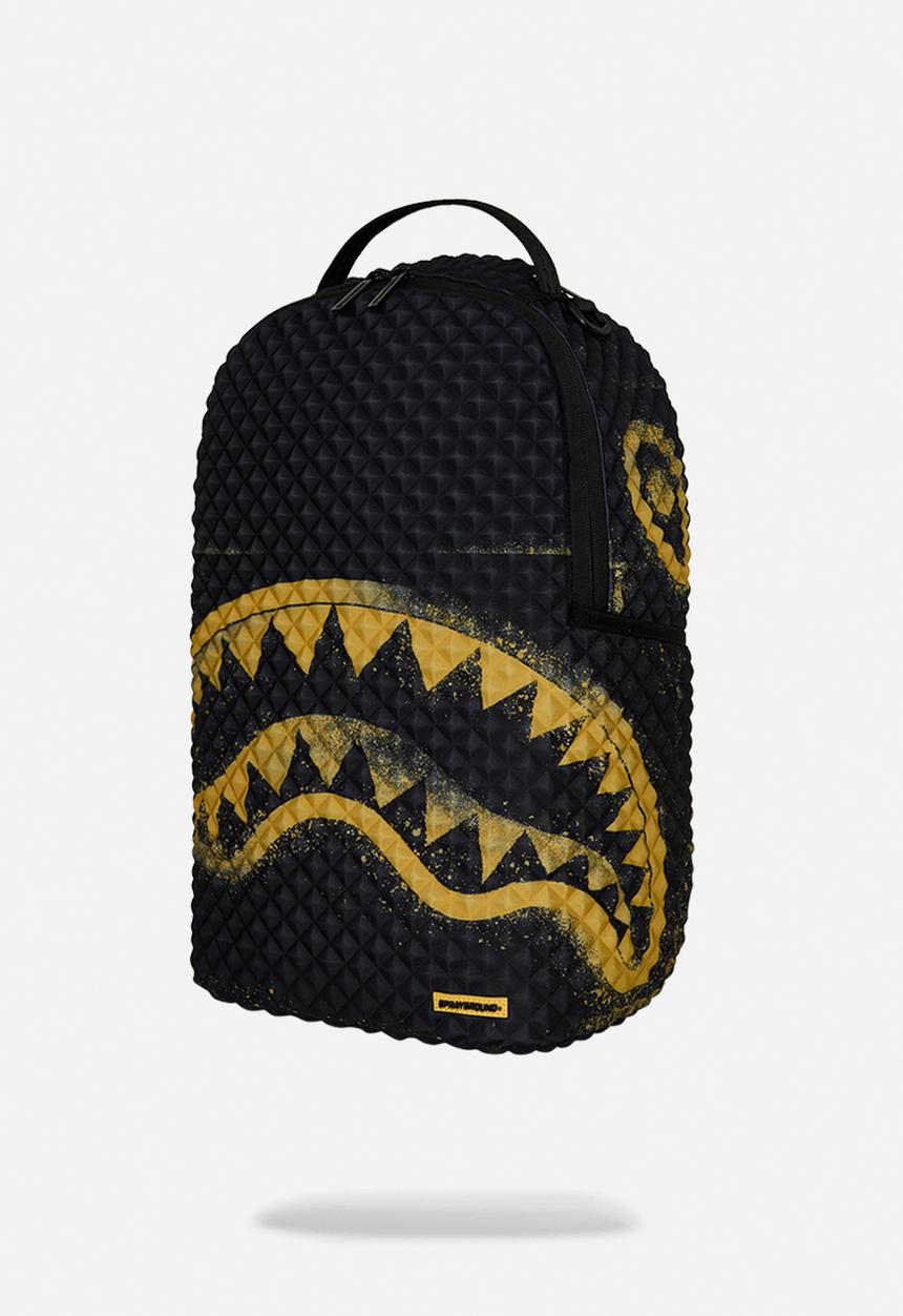 Sprayground - Pyramid Stencil Shark Backpack - Black/Yellow