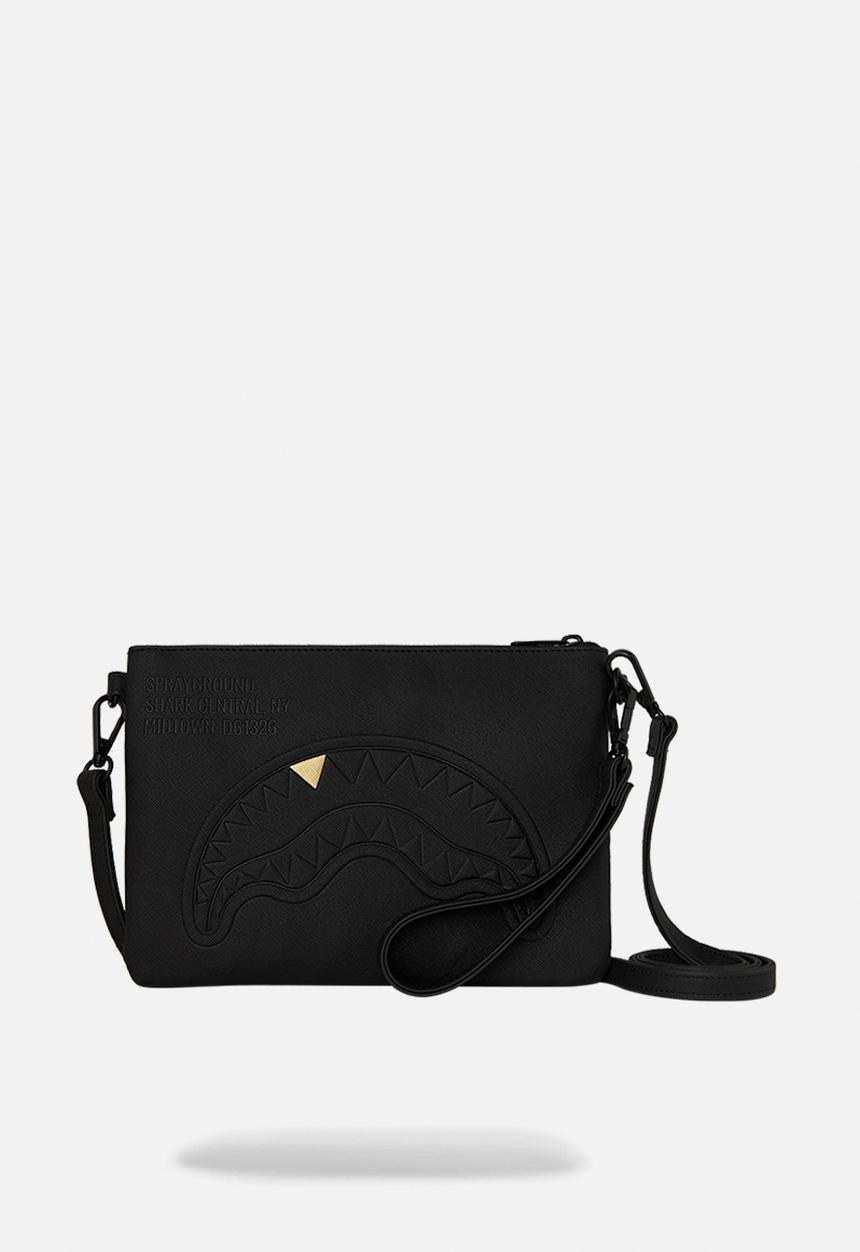 Sprayground - Blacked Out Embossed Gold Tooth Crossover Clutch - Black