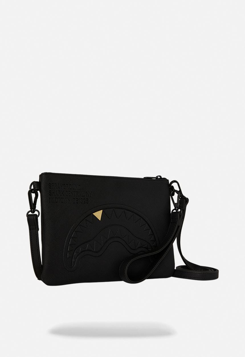 Sprayground - Blacked Out Embossed Gold Tooth Crossover Clutch - Black
