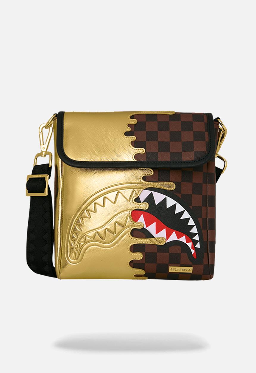 Sprayground - Sharks In Paris Gold Drip Messenger Sling - Brown Multi