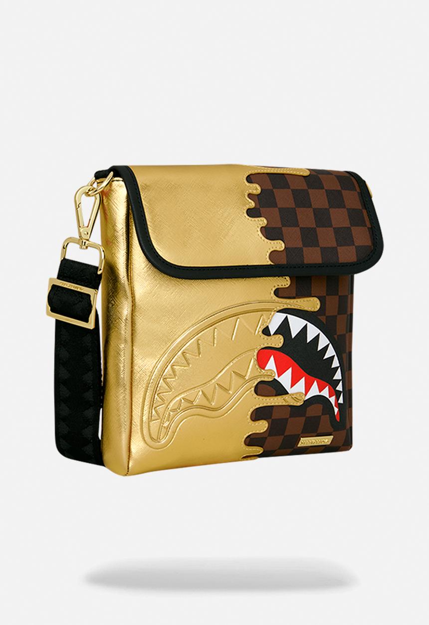 Sprayground - Sharks In Paris Gold Drip Messenger Sling - Brown Multi