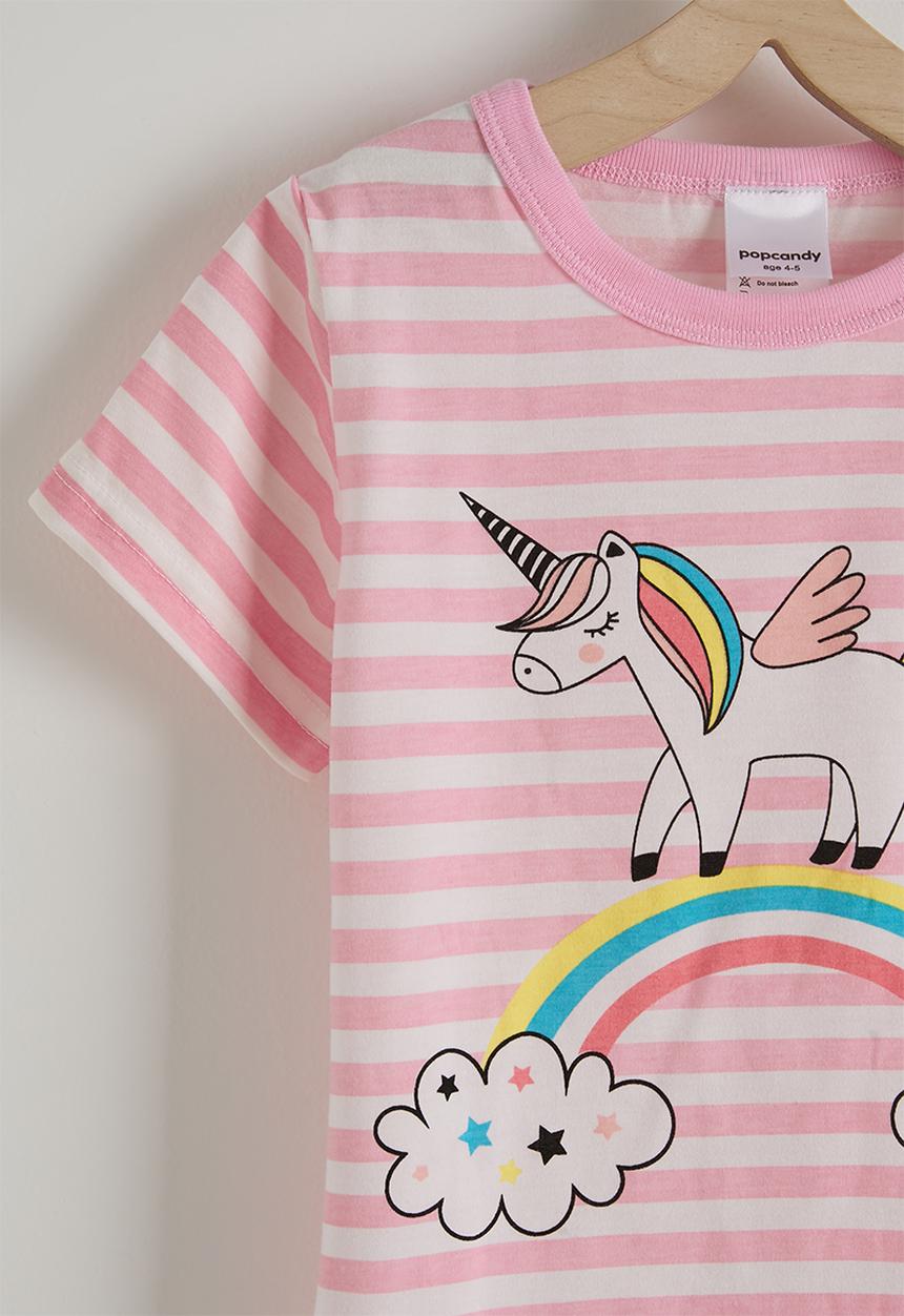 Pop Candy - Unicorn tee & shorts - pink stripe