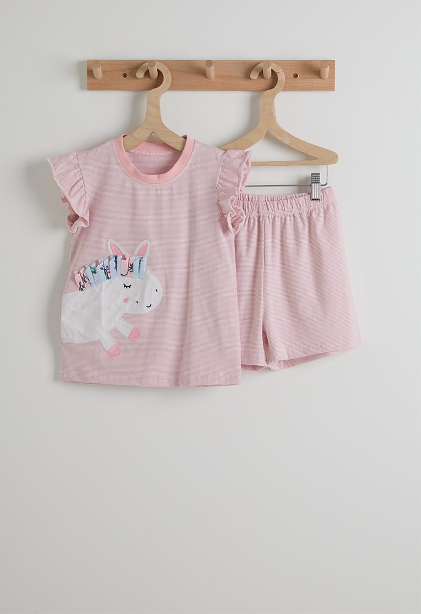 Pop Candy - Unicorn graphic tee & shorts - dusty pink