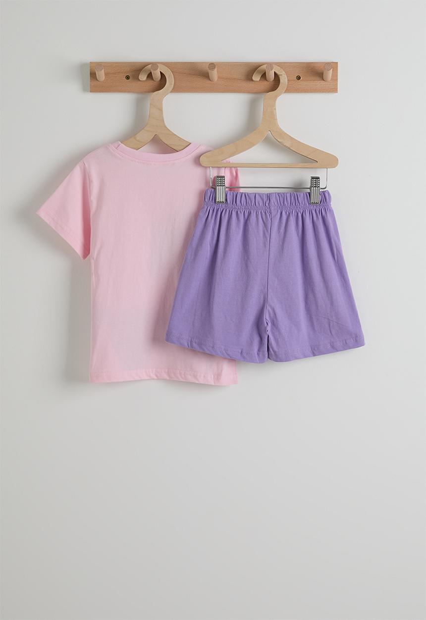 Pop Candy - Unicorn graphic tee and plain shorts - lilac/purple