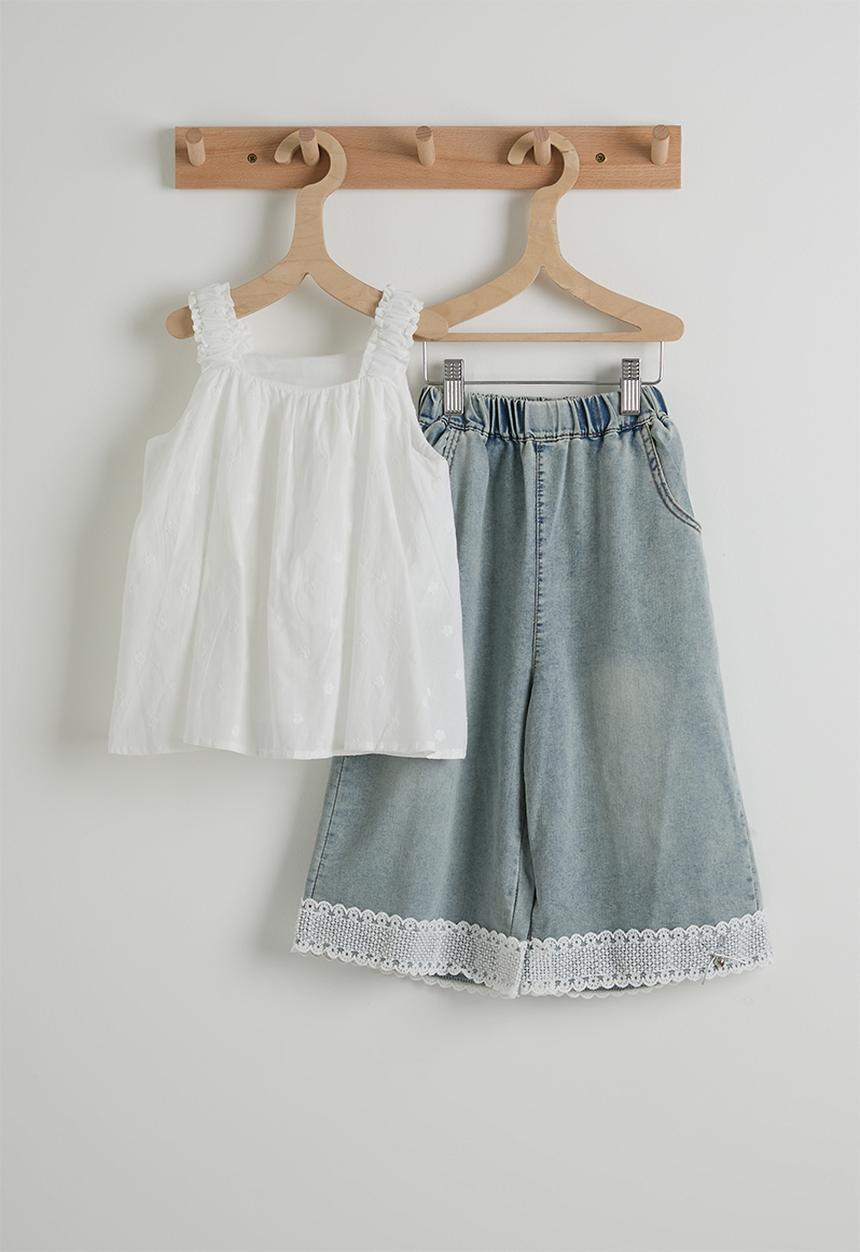 Pop Candy - Top and jeans - white & blue