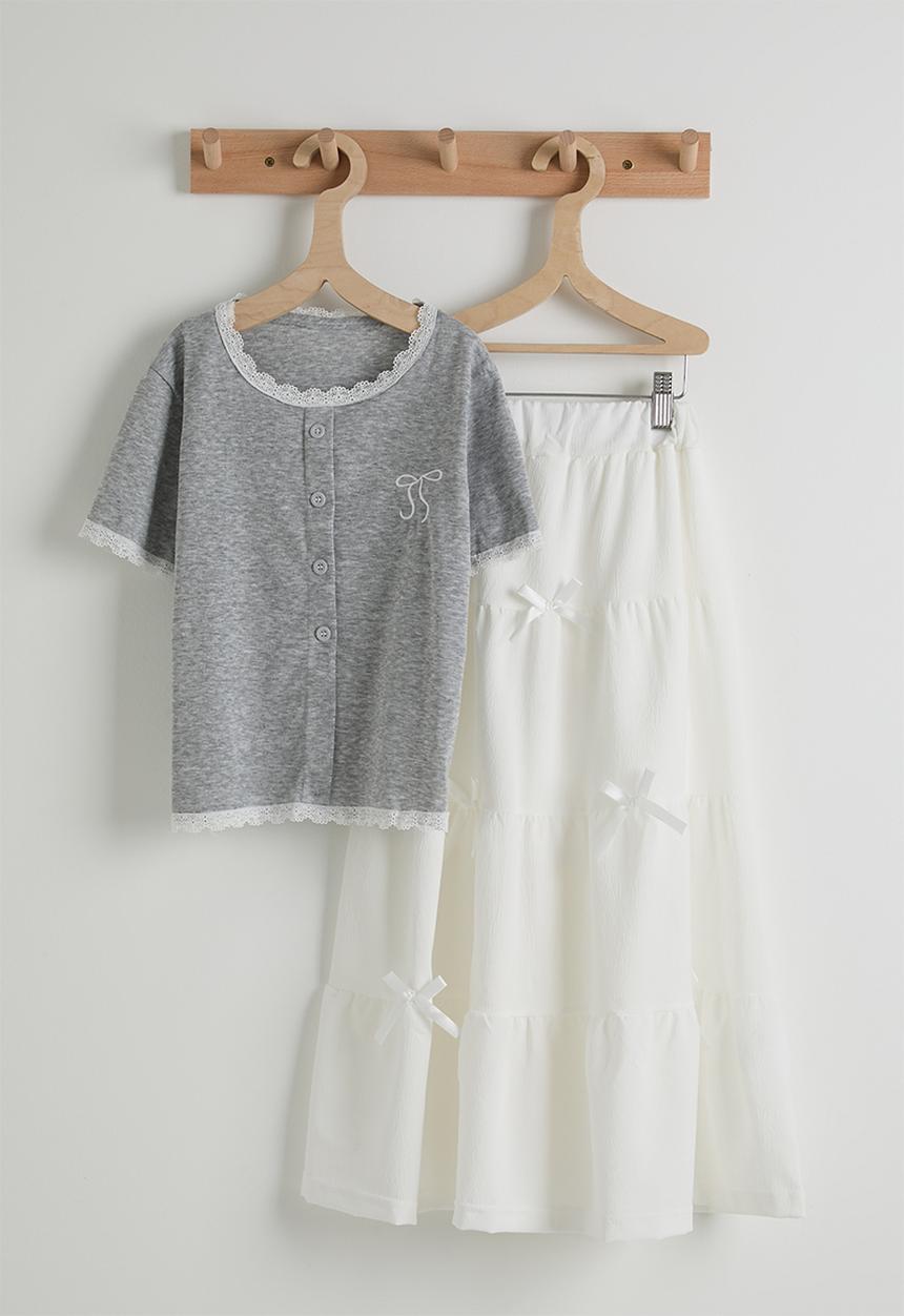 Pop Candy - Tee and maxi skirt - grey/white