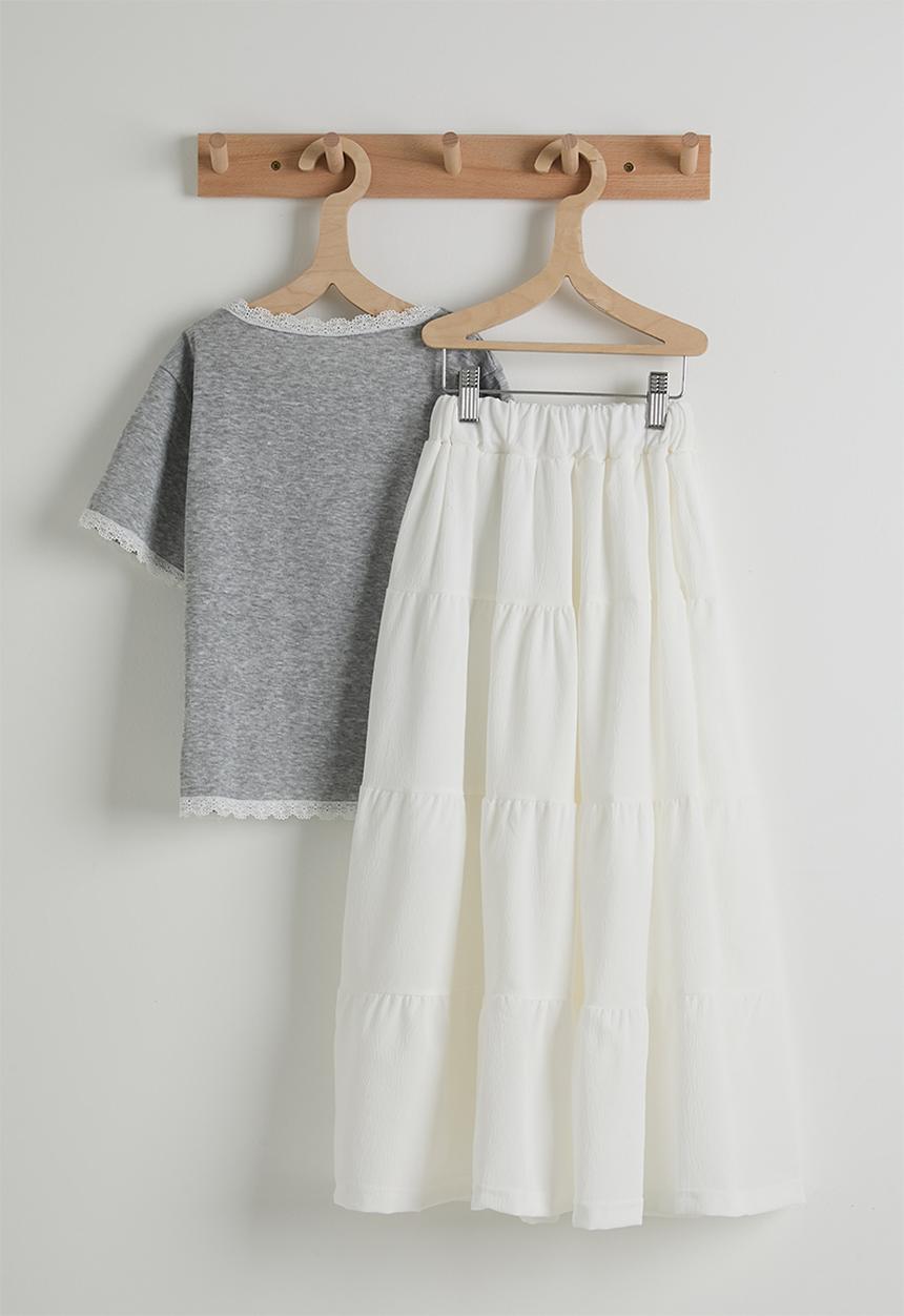 Pop Candy - Tee and maxi skirt - grey/white