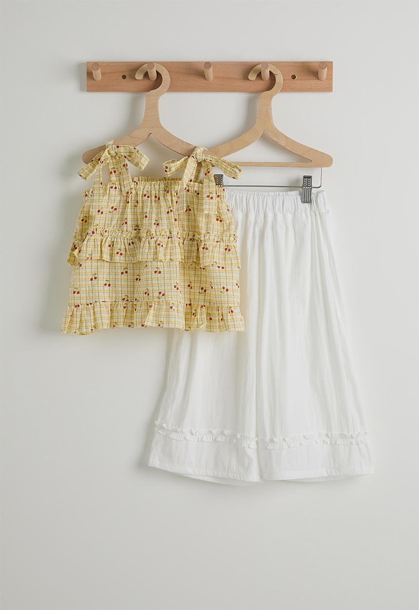 Pop Candy - Tiered top and pants - yellow & white