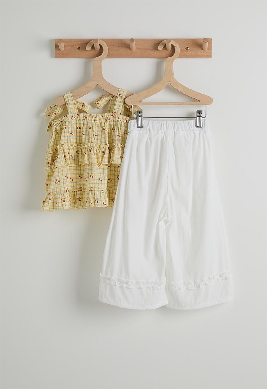 Pop Candy - Tiered top and pants - yellow & white