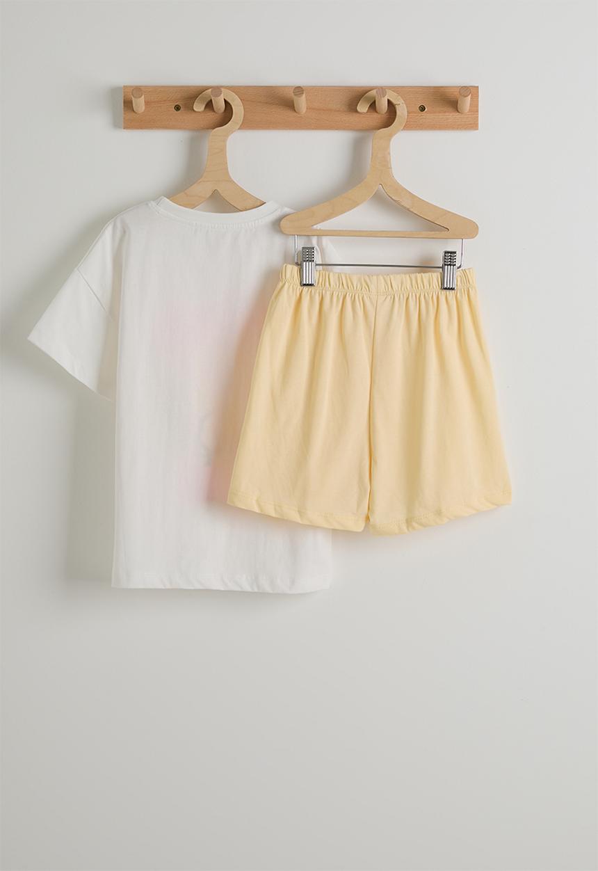 Pop Candy - Tee & shorts - white & yellow