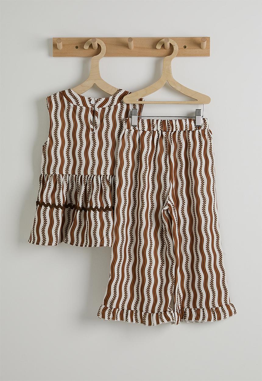 Pop Candy - Wavy stripe peplum top & pants - multi