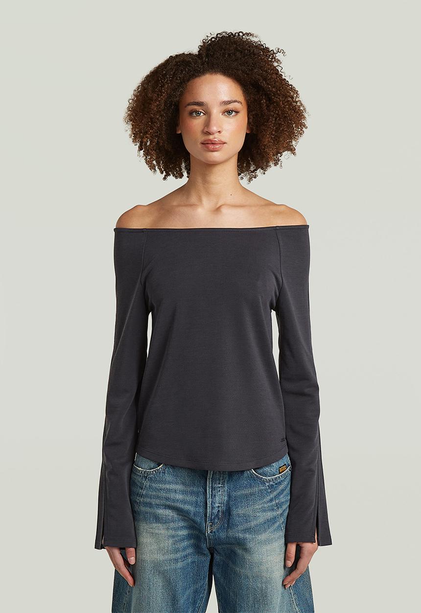 G-STAR - Flowy open neck t l\s wmn - dk legion blue