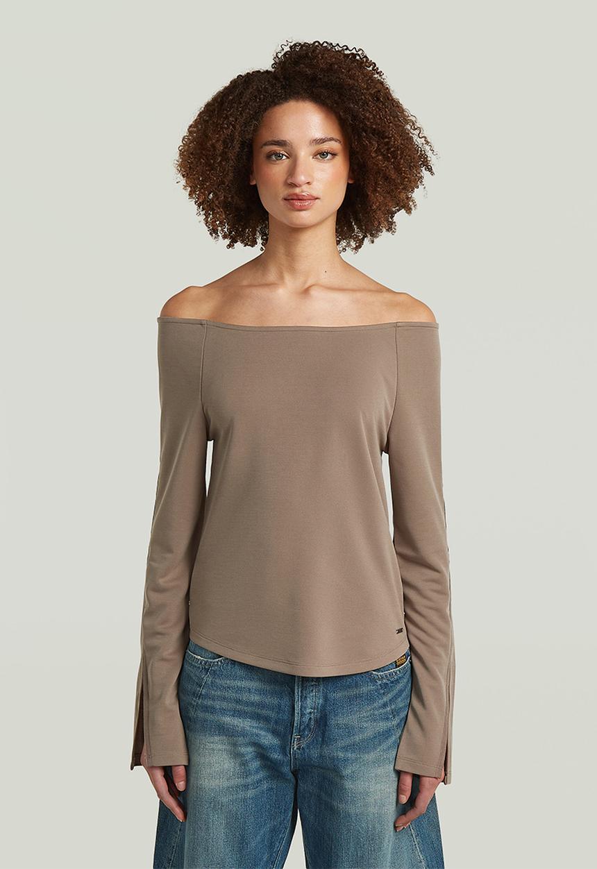 G-STAR - Flowy open neck t l\s wmn - fossil