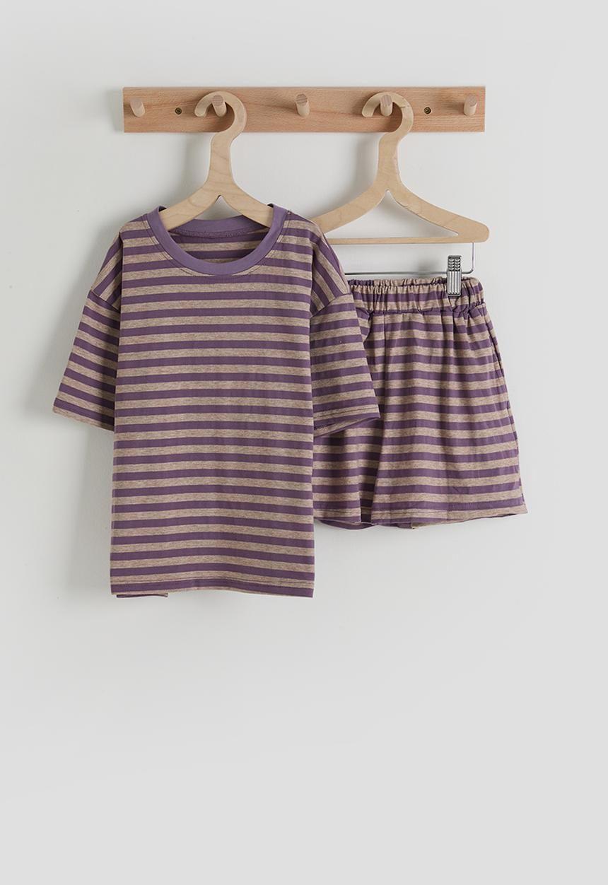 Pop Candy - Tee & shorts - lilac stripes