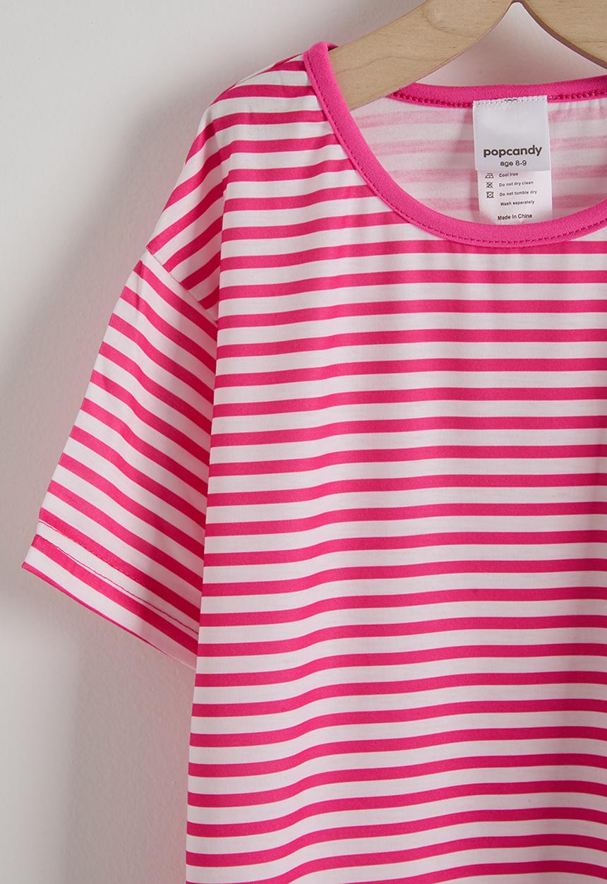 Pop Candy - Tee & cycling shorts - pink stripe & pink