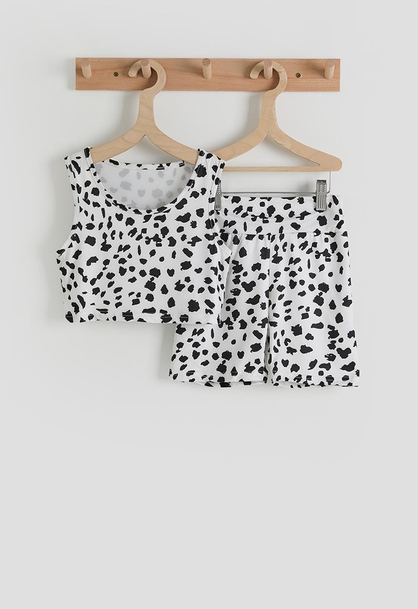 Pop Candy - Tank & cycling shorts - white & leopard print