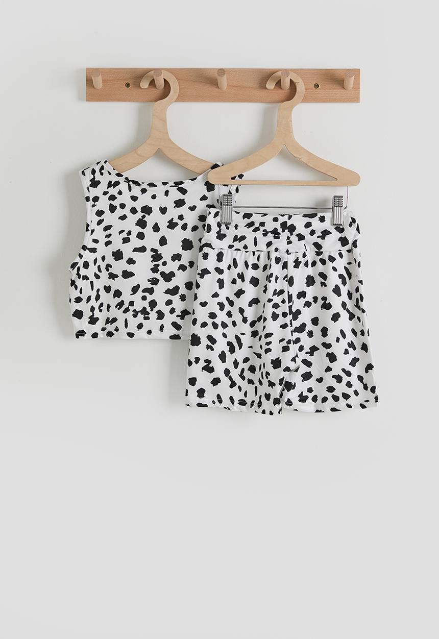 Pop Candy - Tank & cycling shorts - white & leopard print