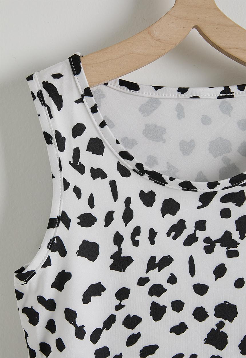 Pop Candy - Tank & cycling shorts - white & leopard print