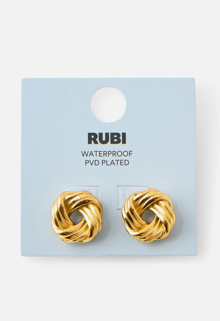 Rubi - Waterproof Small Charm Earring - Gold Plated Knot