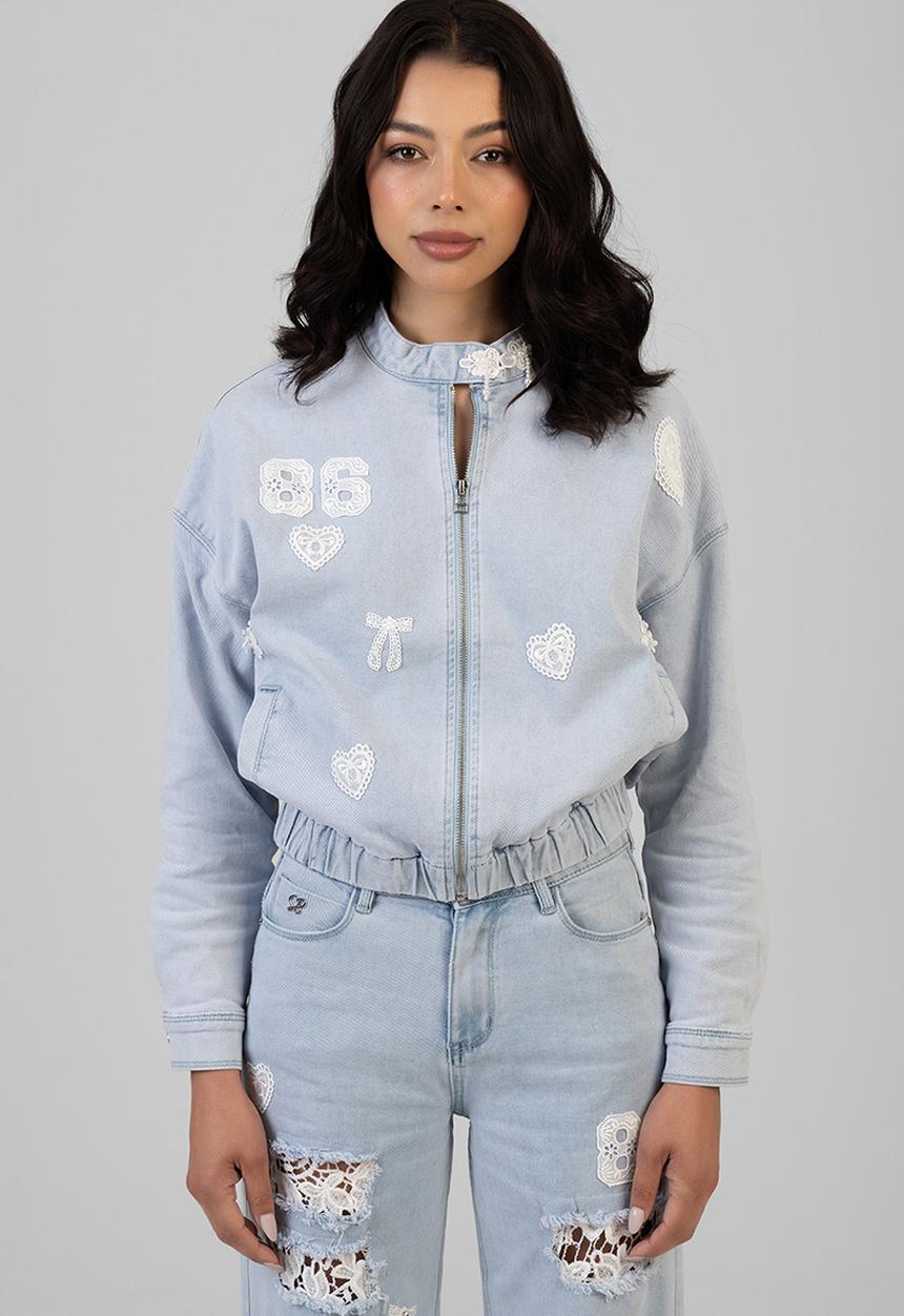 SISSY BOY - Kiera Denim Bomber Jacket - Light Vintage