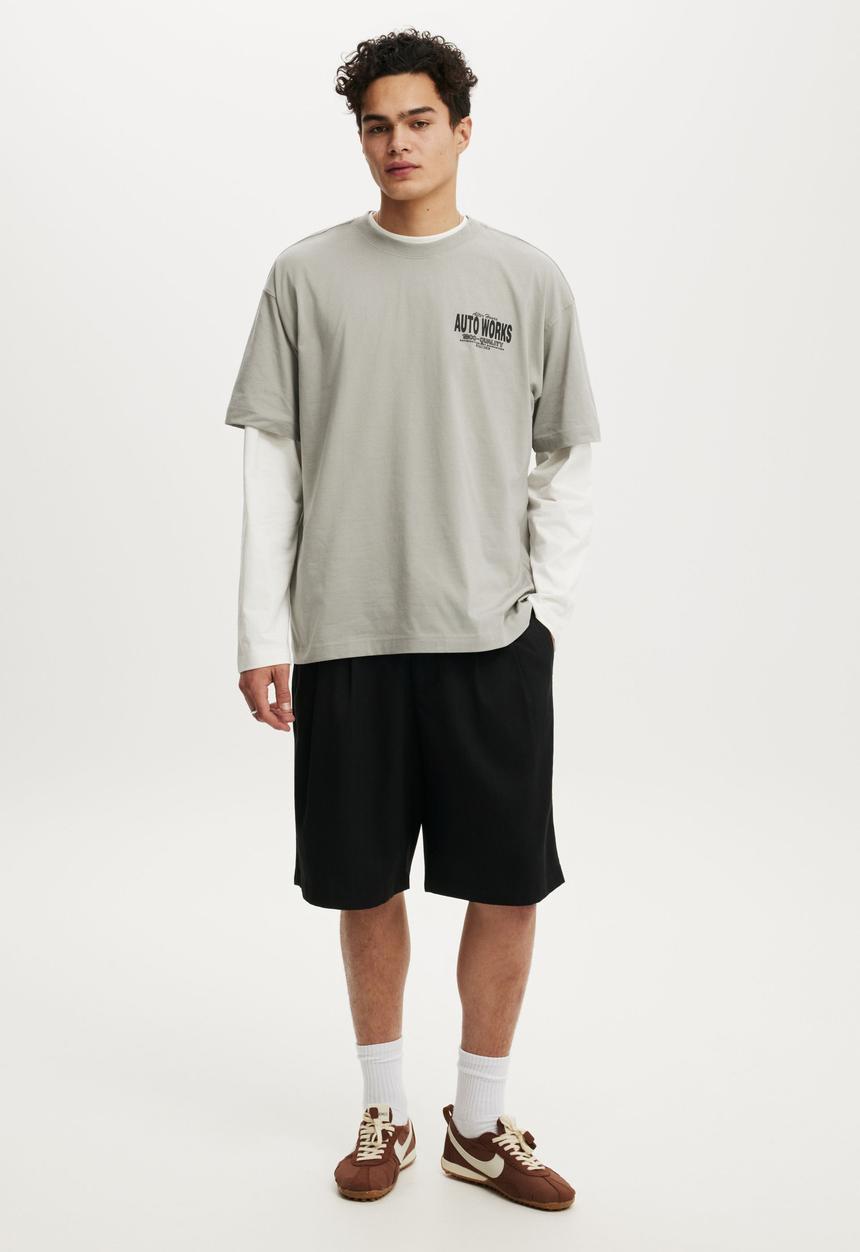 Cotton On - Box Fit Graphic T-Shirt  - Overcast Grey / Auto Works