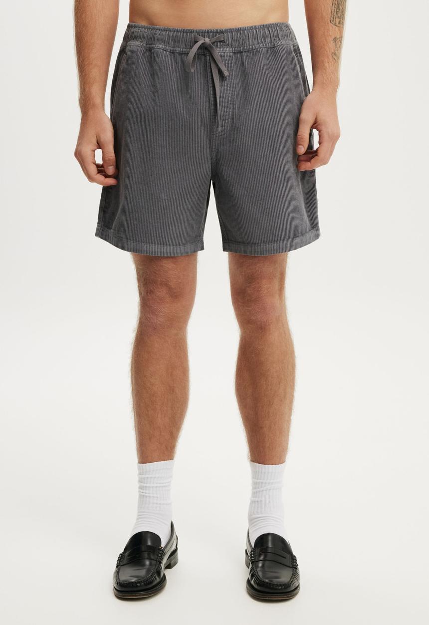 Cotton On - Easy Short - Washed Charcoal Cord