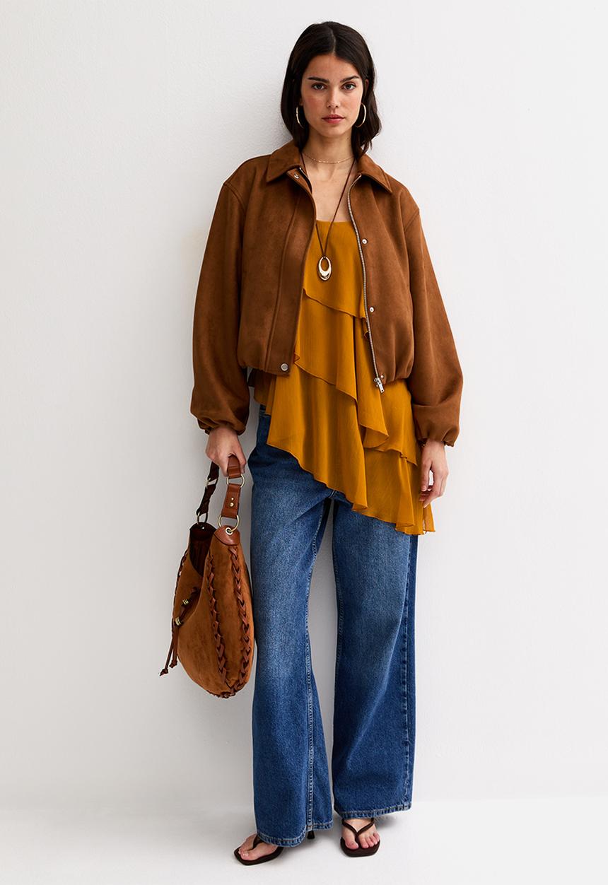 New Look - Ciara chiffon tier ruffle cami - rust