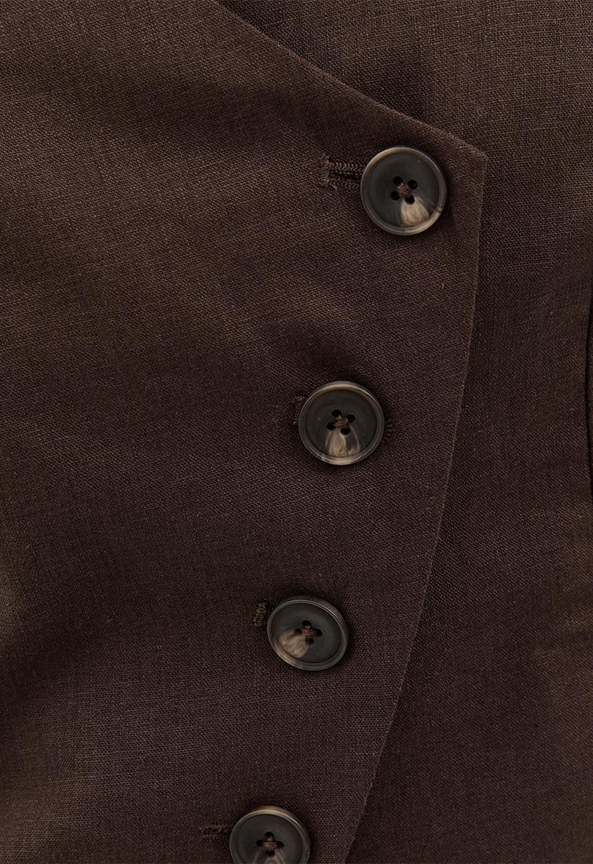 New Look - K lila linen asym waistcoat - mid brown
