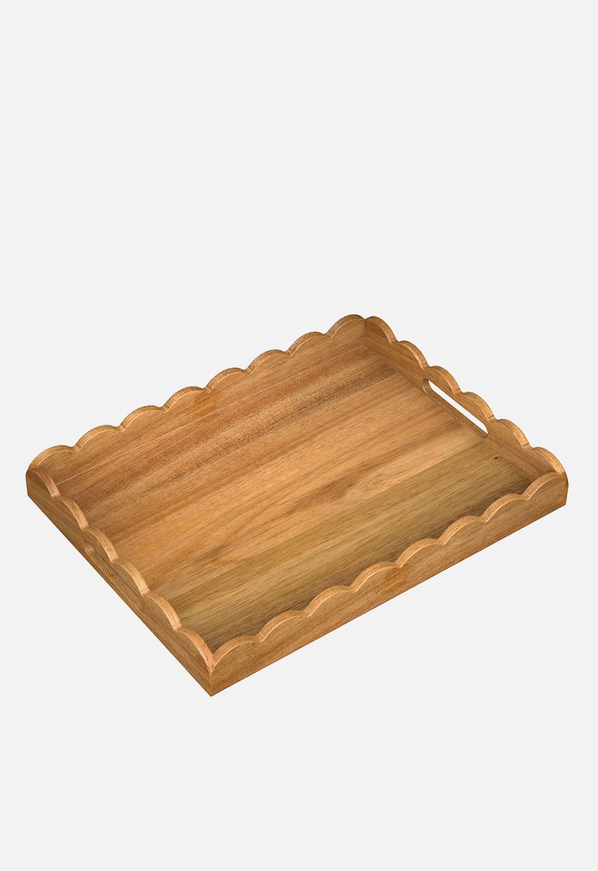 Home Classix - Home Classix Scalloped Edge Wooden Tray - 45x34x5cm