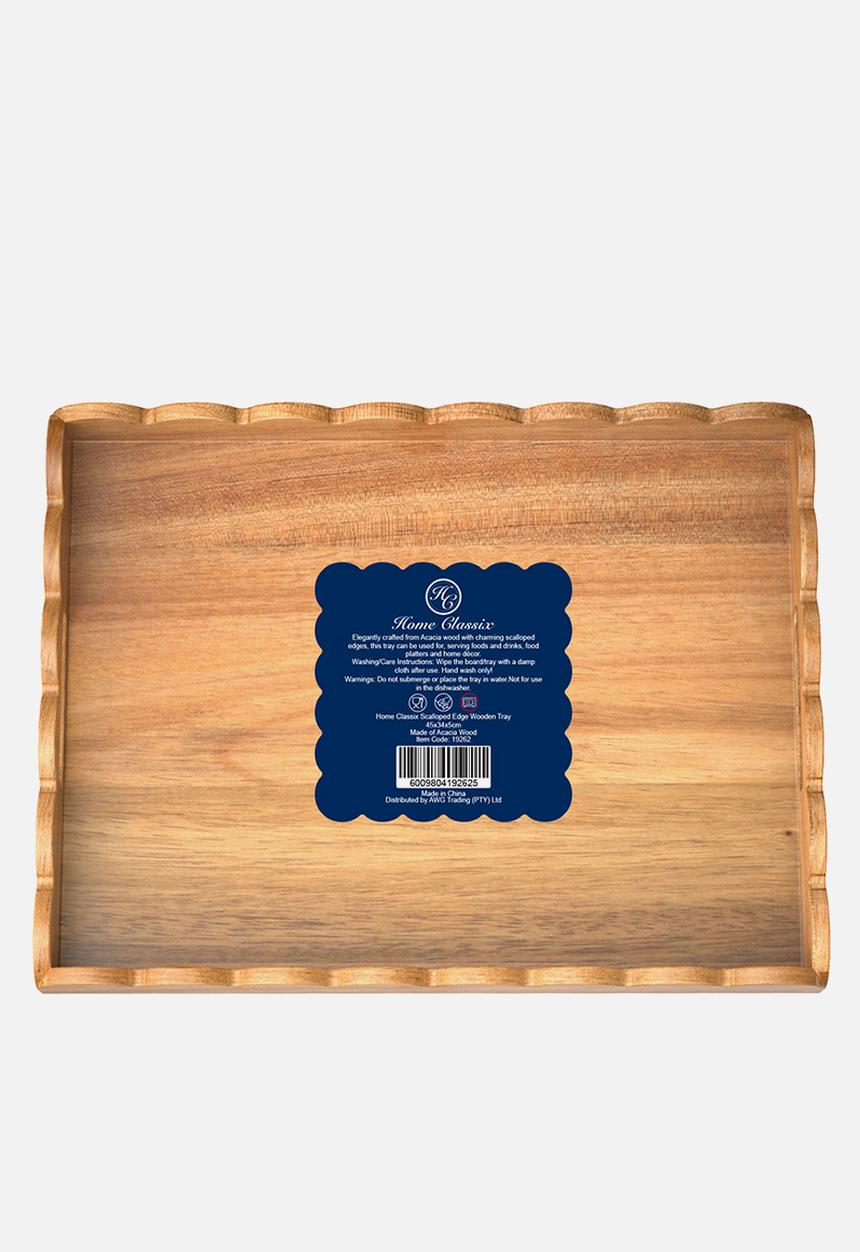 Home Classix - Home Classix Scalloped Edge Wooden Tray - 45x34x5cm