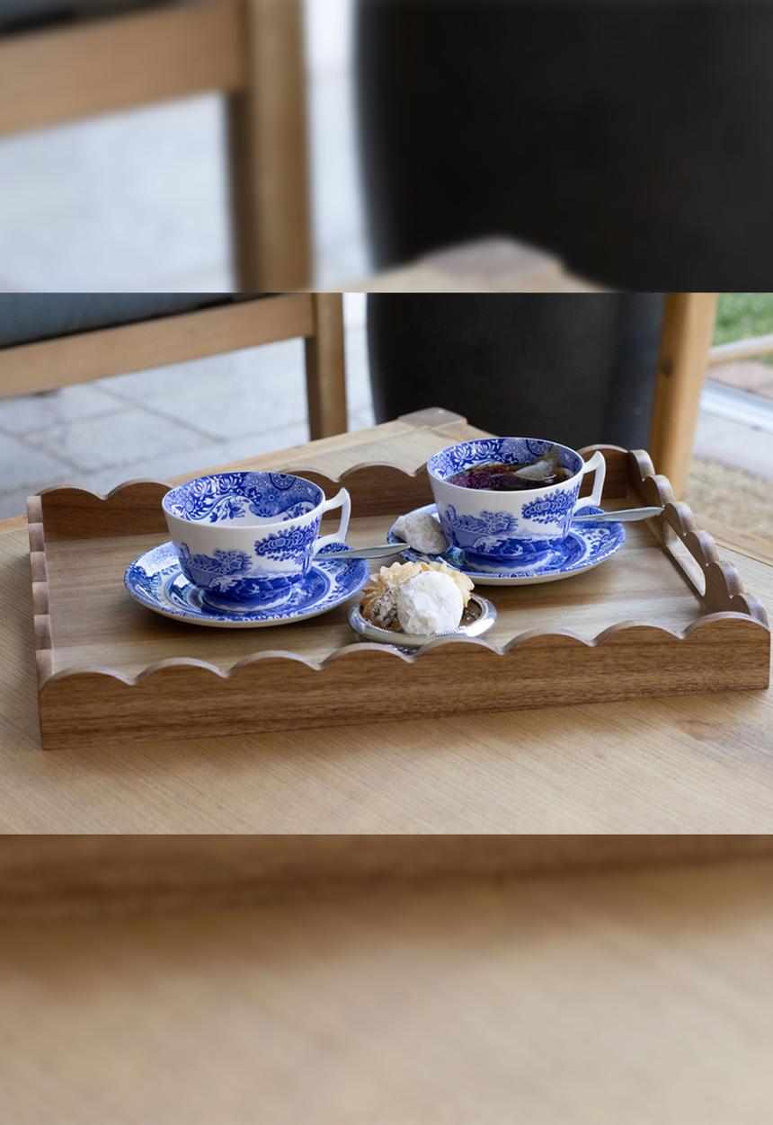Home Classix - Home Classix Scalloped Edge Wooden Tray - 45x34x5cm