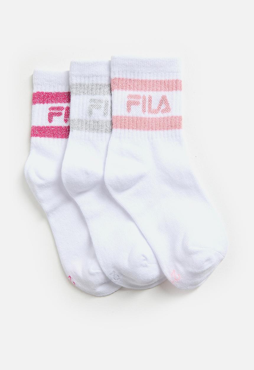FILA - Darcy Three Quarter Sock - White/White/White