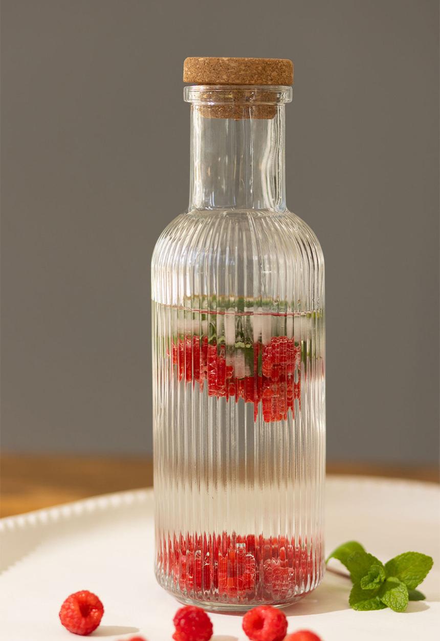 Home Classix - Home Classix Glass bottle Rippled with cork lid  - 1.0lt
