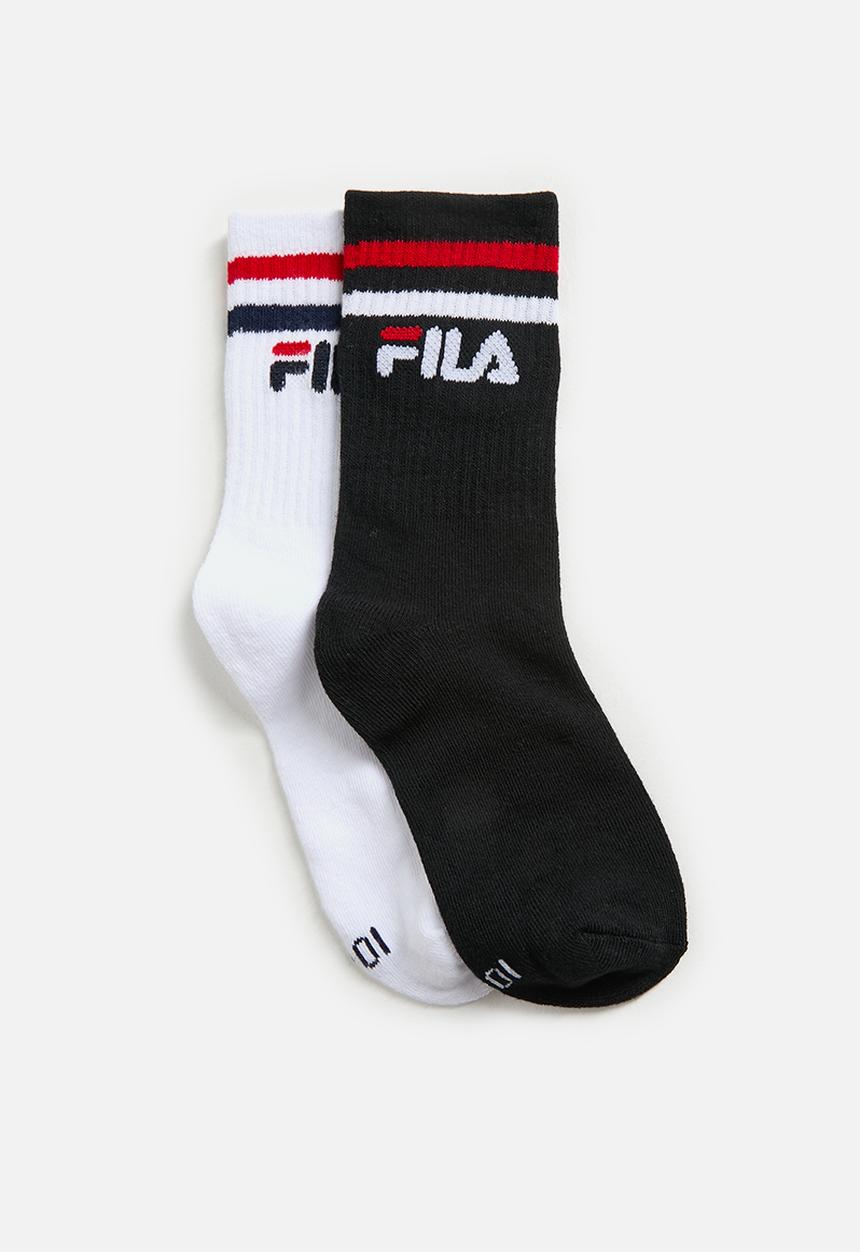 FILA - Stalone Tube Sock Kids (2Pk) - Black/White