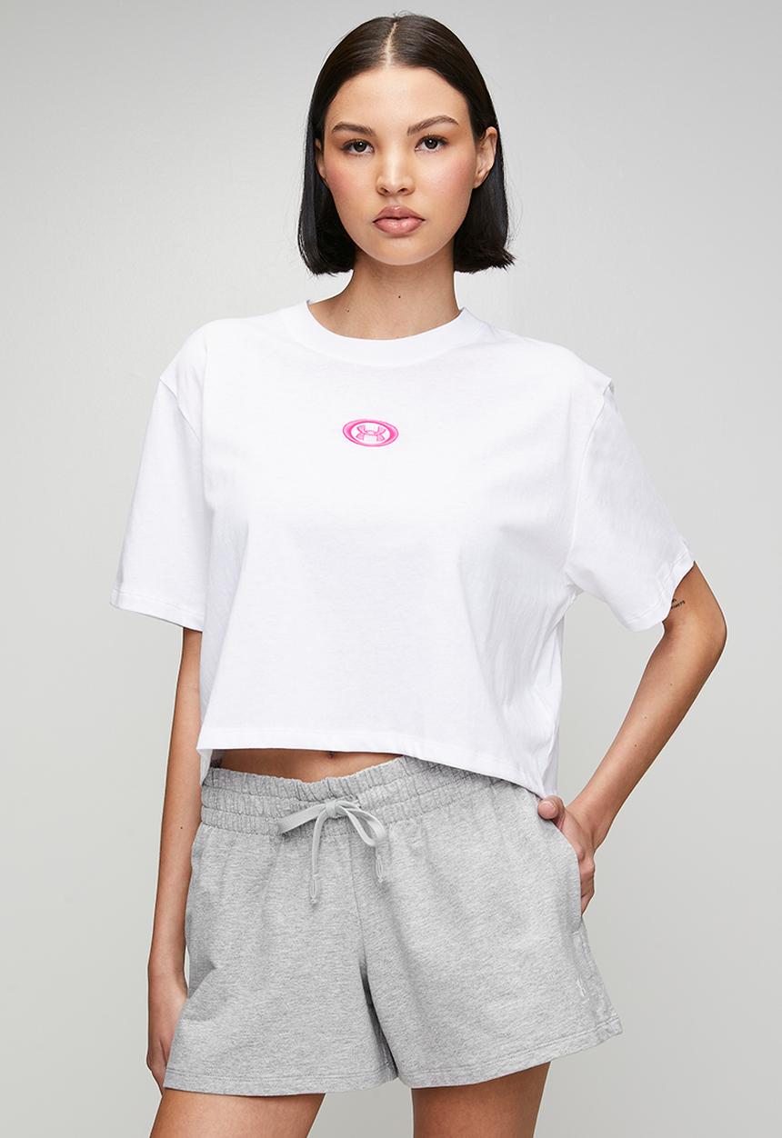 Under Armour - Ua W Center Lt Short Sleeve - White/Pink Frenzy