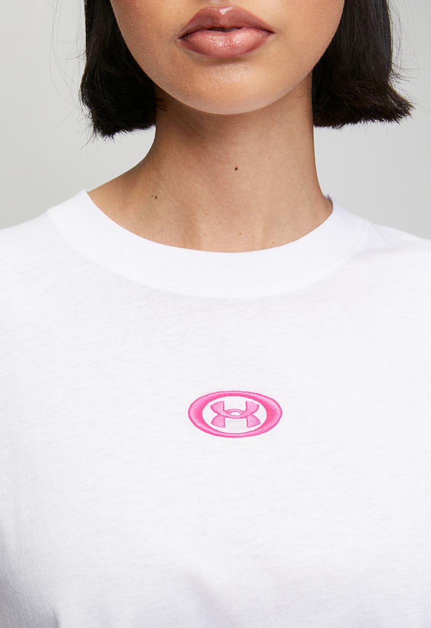 Under Armour - Ua W Center Lt Short Sleeve - White/Pink Frenzy