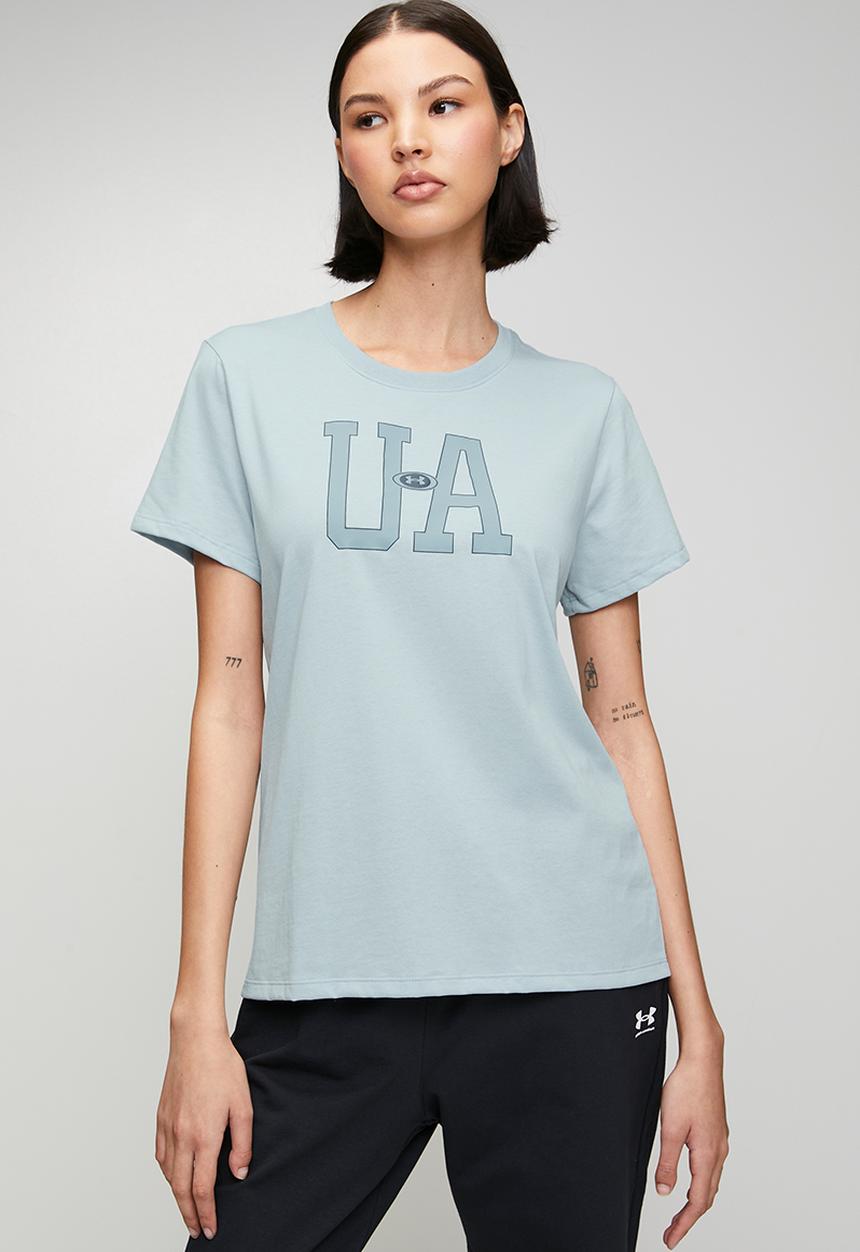 Under Armour - Ua W Icon Flce Graphc Short Sleeve - Blue Fog/Blue Wind