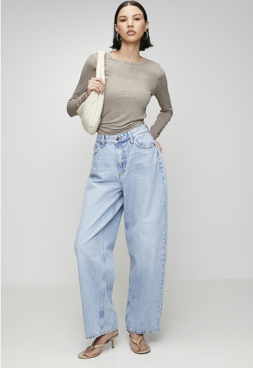 H&M - Curvy fit baggy high waist jeans - blue