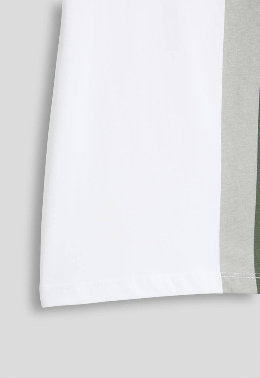 POLO - Boys Mandla Printed Side Stripe Short Sleeve Tee - White