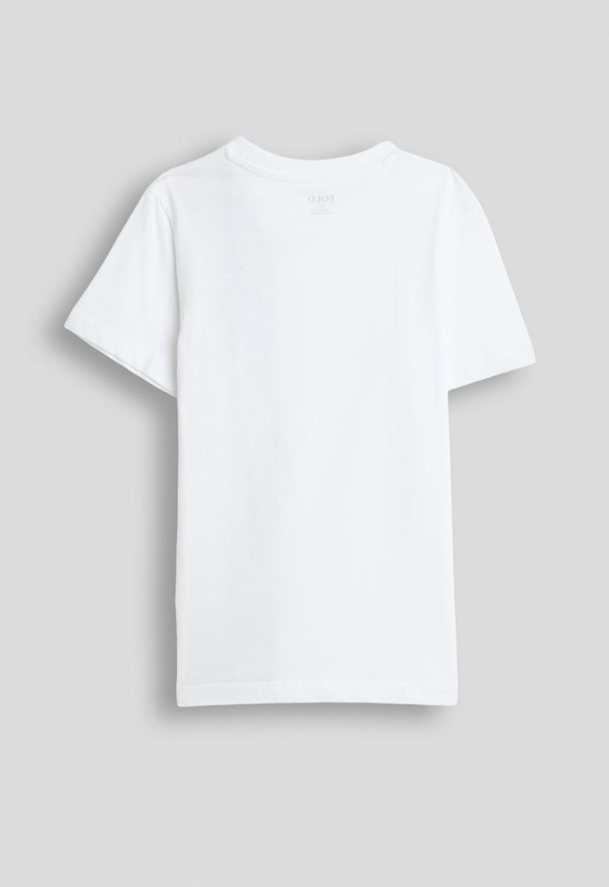 POLO - Boys Mandla Printed Side Stripe Short Sleeve Tee - White