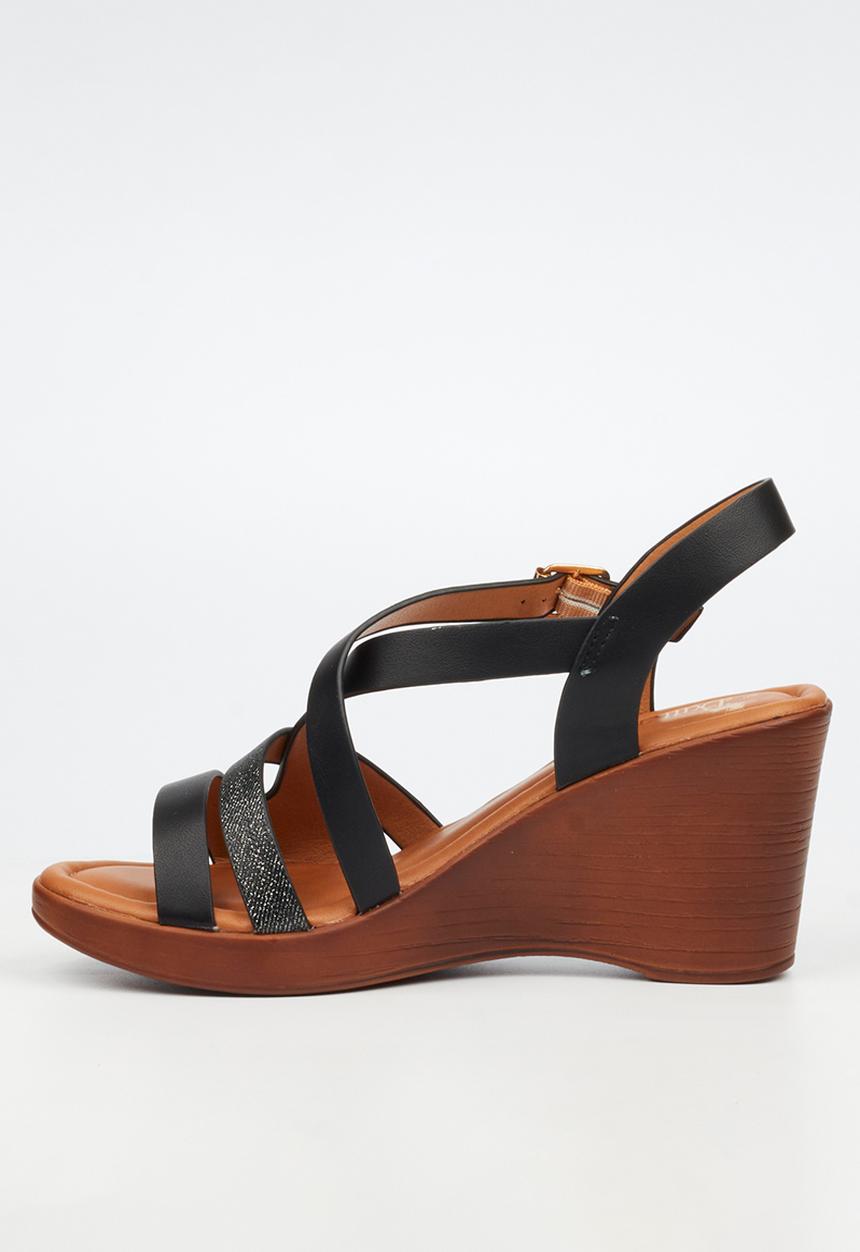 Butterfly Feet - Allora 5 strappy wedge heel - black