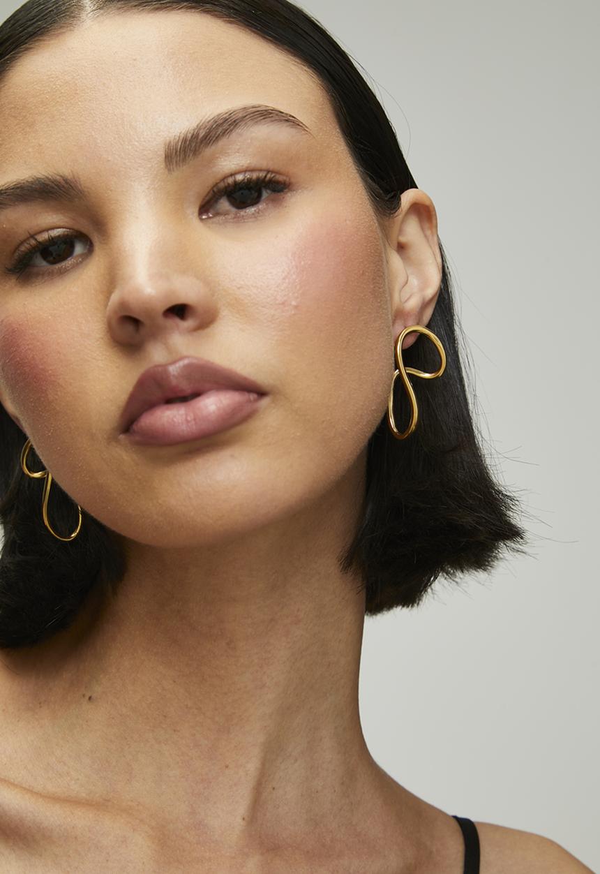Tessa Design - Vera Twisted Drop Stud Earrings-Gold