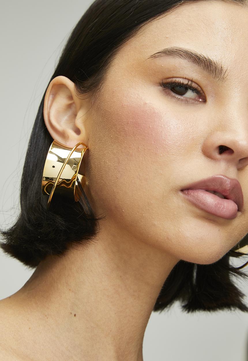 Tessa Design - Orian Chunky Orbiter Hoop Earrings-Gold