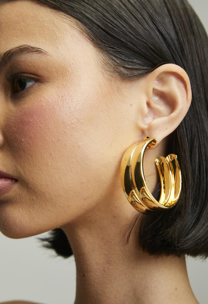Tessa Design - Xenia Double Hoop Earrings - Gold