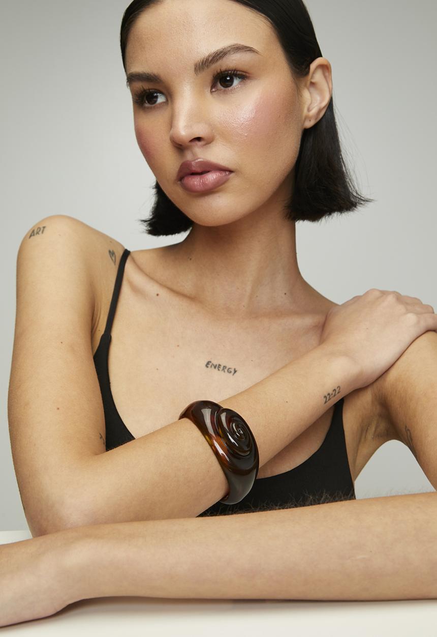 Tessa Design - Paige Tortoise Shell Resin Bangle-Brown