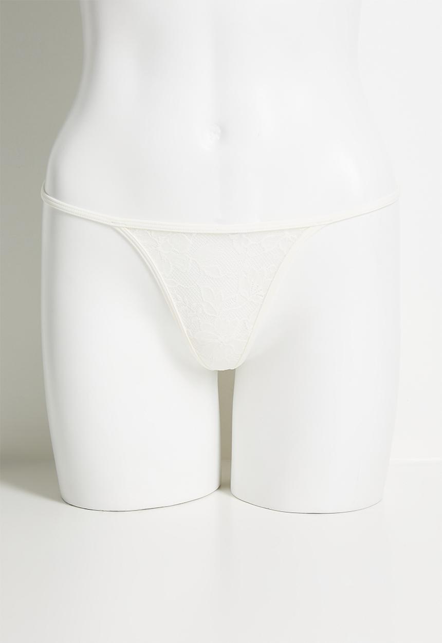 Cotton On - Tanga lace g string brief 3 pack - black/coconut milk/pink kiss