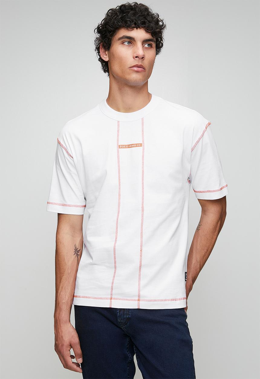 POLO - MENS PJC GRADIENT FLOSSING LOGO TEE - White