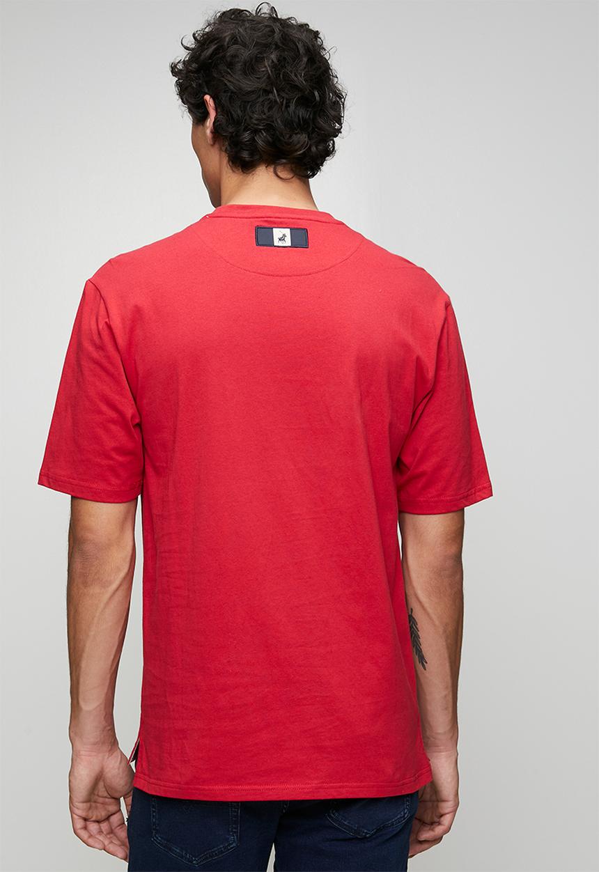 POLO - MENS SCRIPT PRINTED  SS  T-SHIRT - Red
